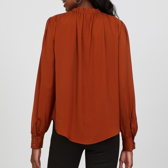 Brand New Burnt Orange Smocked Pie Crust Collar Blouse - Picture 3 of 12